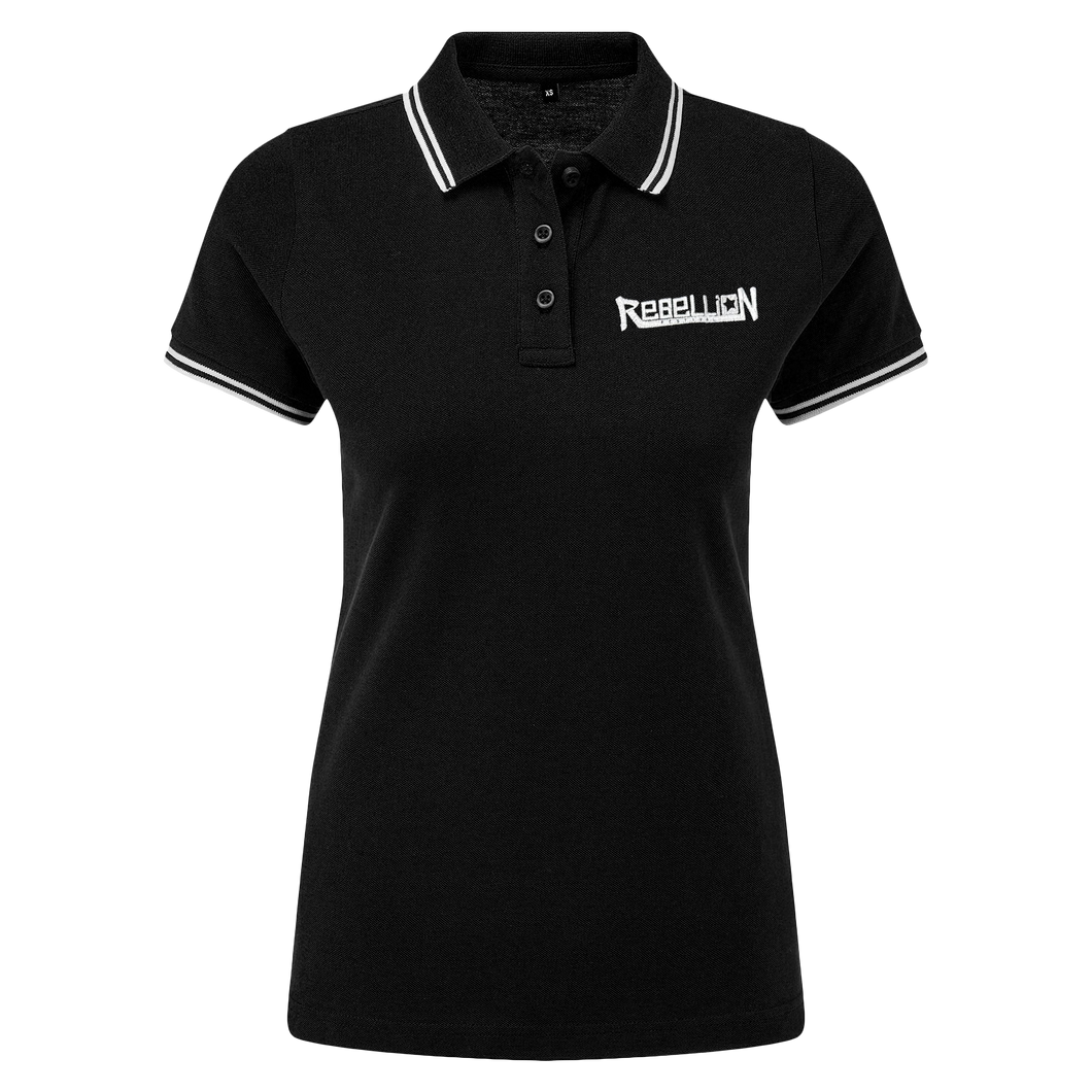 Rebellion Festival - Women's Polo (Black/White logo)