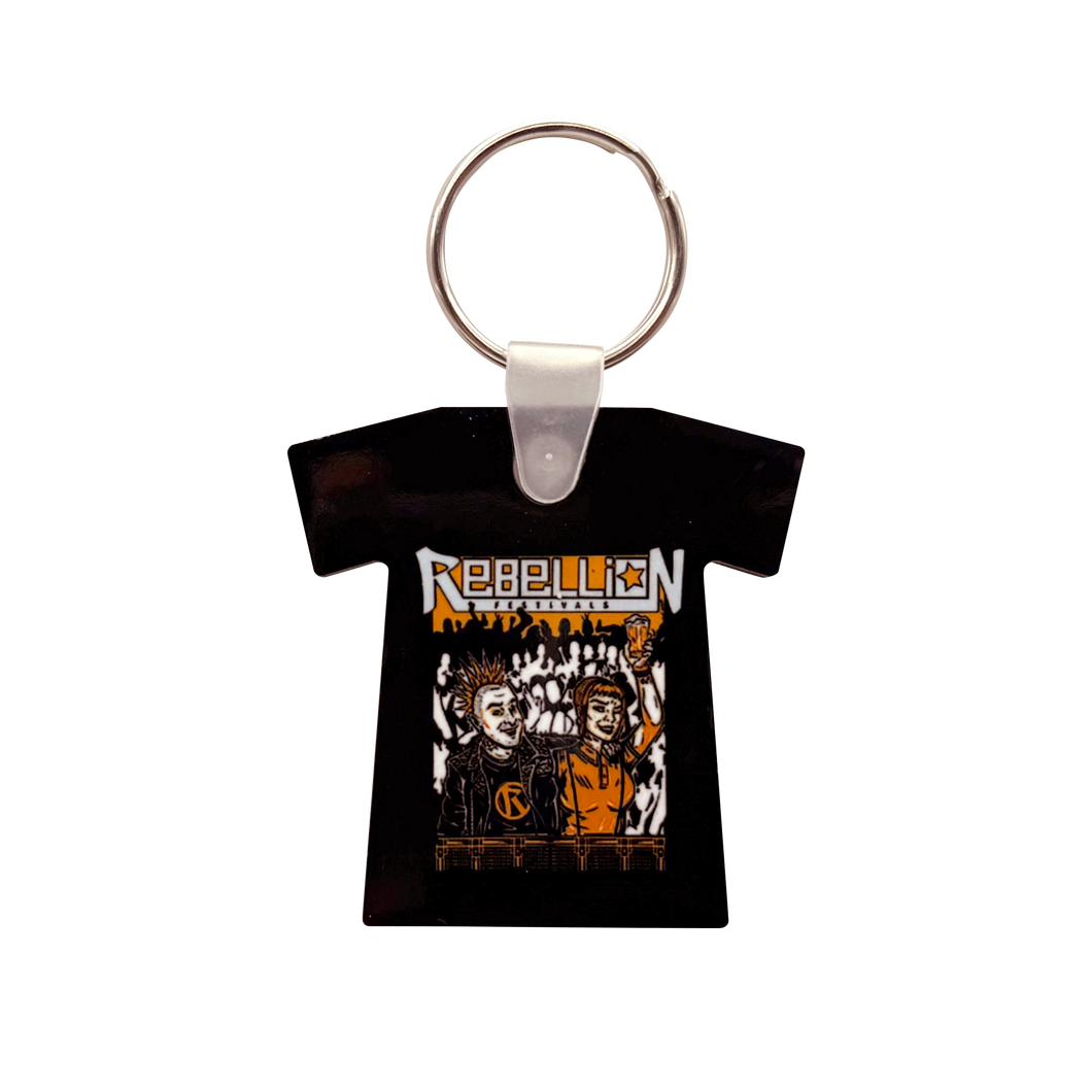 Rebellion Festival - Black T-Shirt Crowd Print Keyring (Plastic)