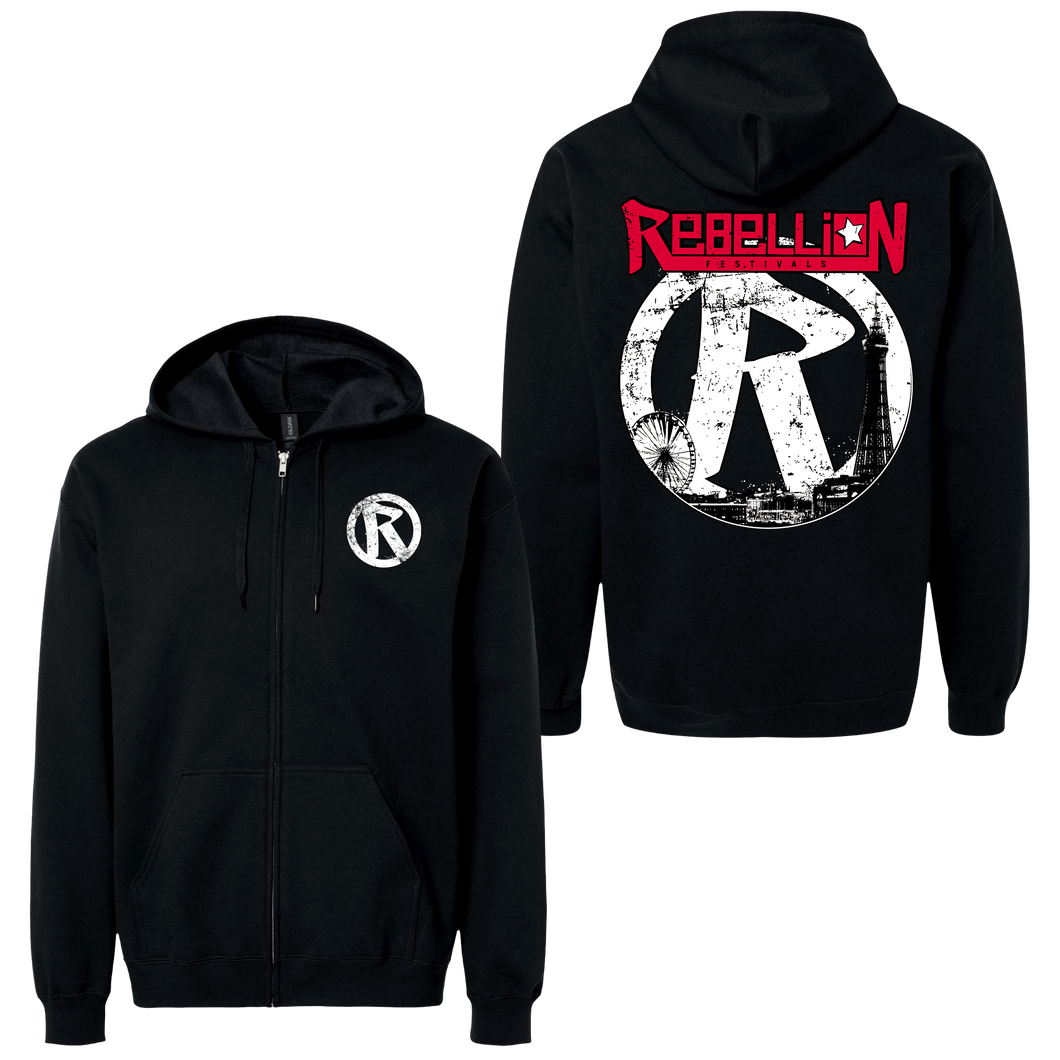 2025 Rebellion Festival - Skyline R Hooded Sweathsirt (Black)